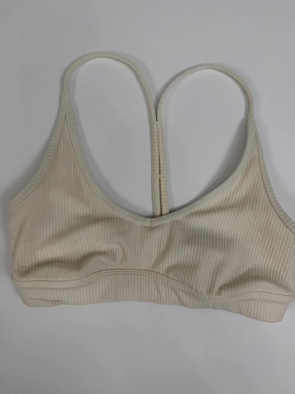 Alo Yoga Ribbed Blissful Bralette Sports Bra Ivory Cream Size Small S